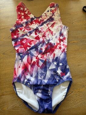 GK AXS leotard- Red, White & Blue Star